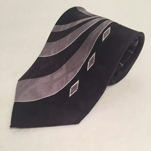 ROMARIO MANZINI Black & Gray Geometric Necktie